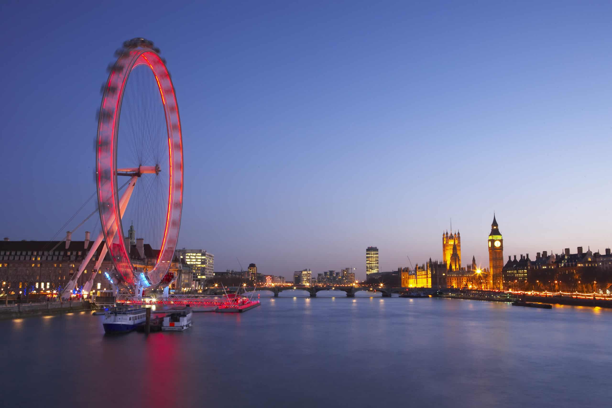 London Eye, Houses of Parliament in distance.