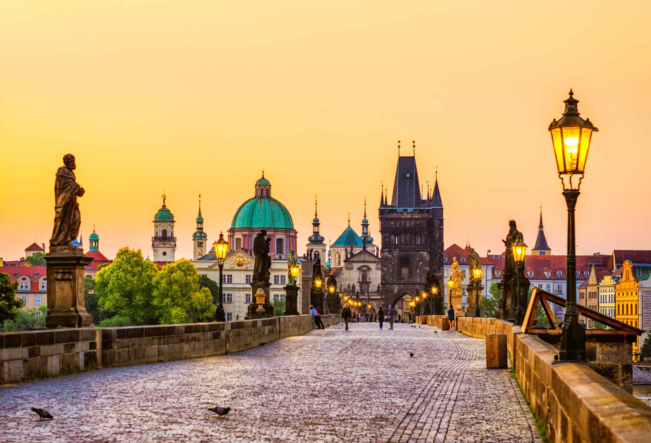 charles bridge in Prague in the morning. Czech Republic